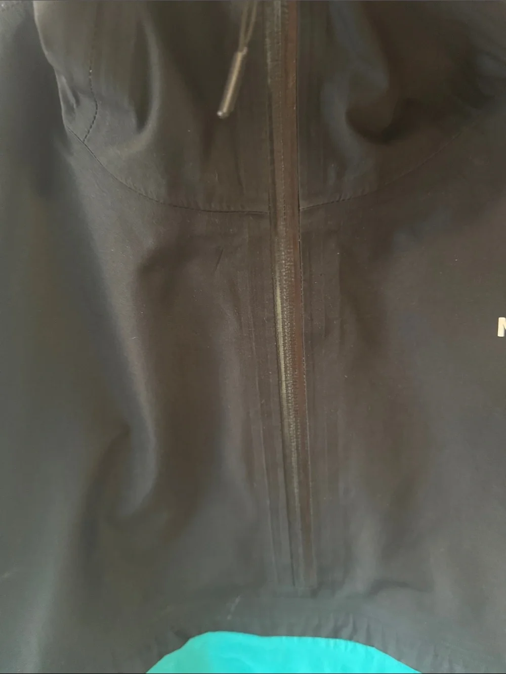 The North Face Men's Two-Tone Hooded Anorak Rain Jacket in Teal and Black